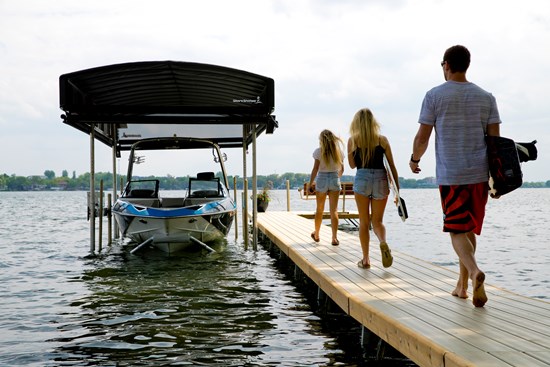 Boat Lift with Revolution Series Canopy and ShoreScreen