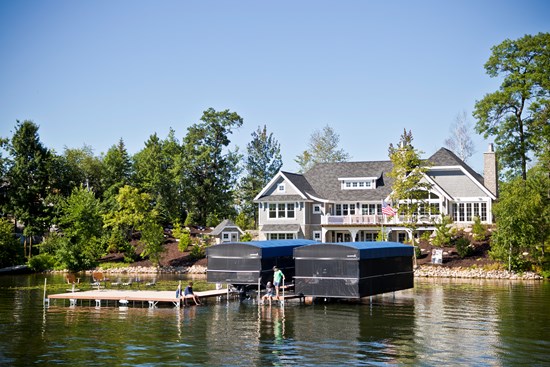 Boat Lift with Revolution Series Canopy and ShoreScreen