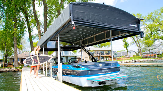 Revolution Series Canopy Cover with People in boat
